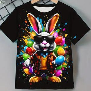 Easter "Cool Rabbit" DOUBLE SIDED LOGO Youth-Short Sleeve T-shirt Youth  NEW!